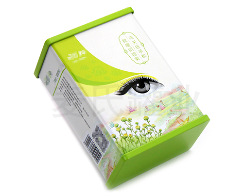 明目菊花茶鐵盒子包裝,花草茶馬口鐵盒,獨特浮雕激凸工藝,用精湛的工藝彰顯麥氏罐業(yè)12年定制包裝的傳承歷史,材質(zhì)有0.23mm鍍錫馬口鐵,真材實料,相比紙質(zhì)、三片罐，新穎包裝更高檔次